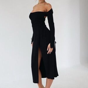 Mirror Palais Black Maxi Wrap Dress